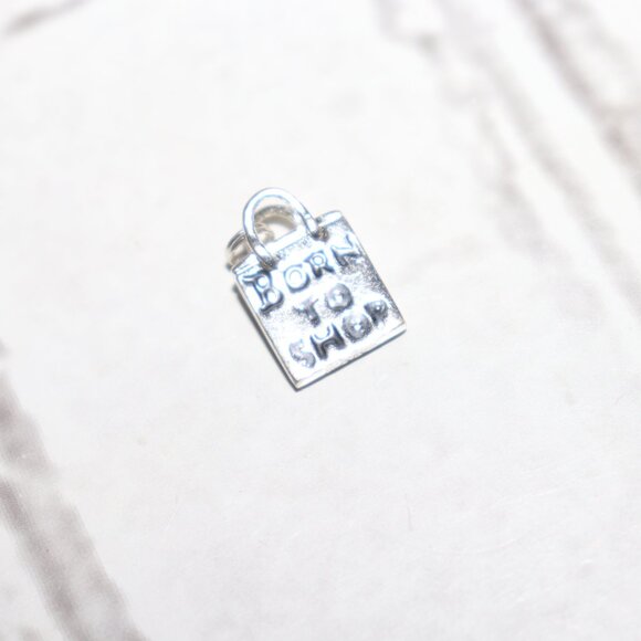 “Born to Shop” Silver-Tone Charm | .75" | Fun & Collectible | Fashion Lover Gift - Picture 5 of 5